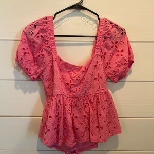 Altar'd State Pink Eyelet Blouse